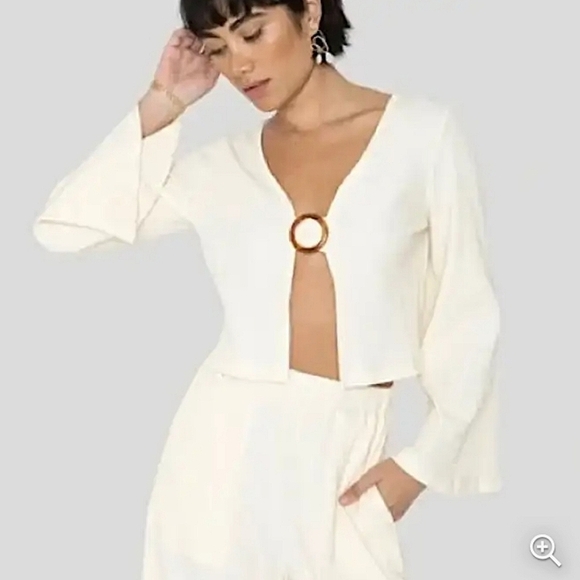 NWT REVOLVE x Callahan Knitwear Vera Bohemian Style Top in cream/ ivory - Picture 7 of 9